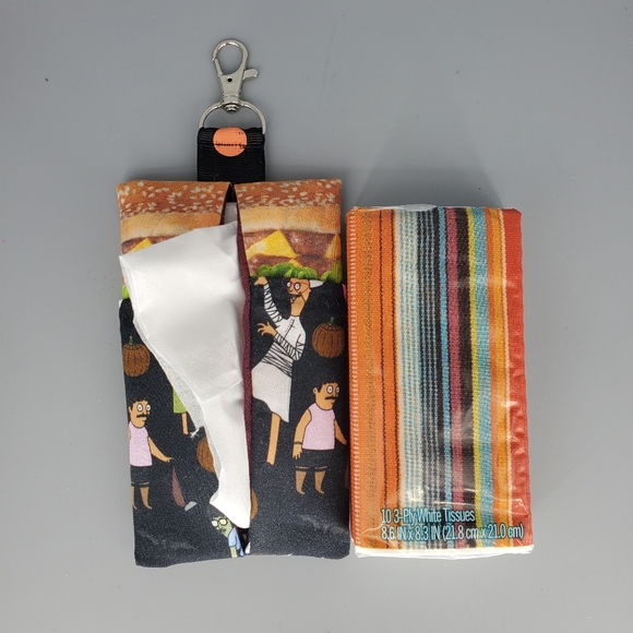 Bob Burgers 🍔 Tissue Holder Keychain + 2 Secret Pouch Stash Scrunchies - Picture 3 of 9